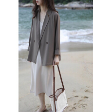 批发薄款垂感<b class='q'>西装外套</b>女高级感气质宽松休闲通勤职业抗皱质感上衣春夏