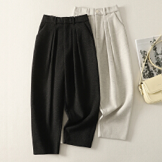 批发实拍 冬季新款垂坠感气质哈伦毛呢阔腿裤九分休闲显瘦<b class='q'>西装</b>裤