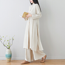 批发实拍  亚麻茶服春秋禅意居士服<b class='q'>汉服</b>中国风中式<b class='q'>唐装</b>套装