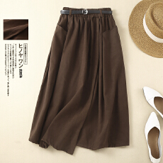 批发实拍  送腰带 复古<b class='q'>半身裙</b>女松紧腰显瘦A字裙中长款气质半裙