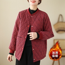批发实拍 撤柜孤品剪标短款棉袄小格子<b class='q'>外套</b>夹棉棉衣上衣潮