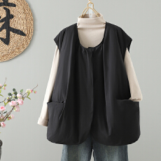 批发实拍  黑风蓬松廓马甲宽松慵懒保暖外套