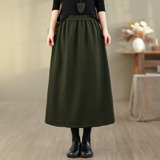批发实拍 半身裙女秋冬a字伞裙高腰显瘦遮胯条绒长裙子