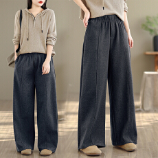 批发实拍  毛呢阔腿裤子大码秋冬休闲<b class='q'>运动</b>卫裤今年流行梧桐裤