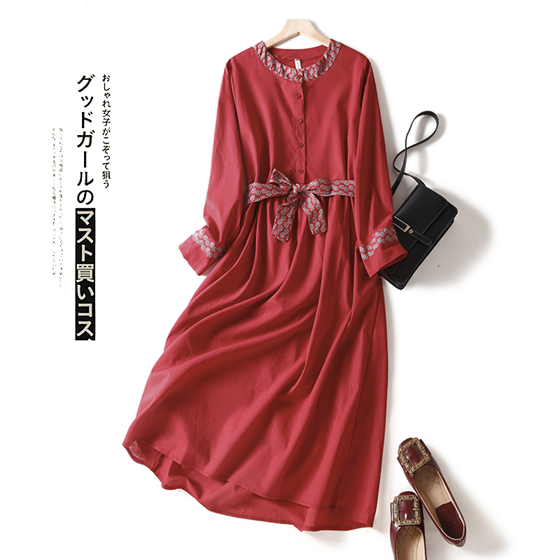 MY17762# 棉麻连衣裙女装新款法式复古高端亚麻裙子女裝貨源服裝批發