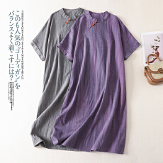 批发实拍  夏季新中式<b class='q'>连衣裙</b>年轻款国风改良旗袍裙<b class='q'>宽松</b>遮肉茶服