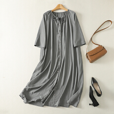 批发实拍 松弛感休闲慵懒风独特茶歇裙夏季宽松高定复古连衣裙女