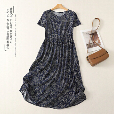 批发实拍 新款时尚棉绸<b class='q'>连衣裙</b>女修身显瘦<b class='q'>人造棉</b>旅游度假长款裙子
