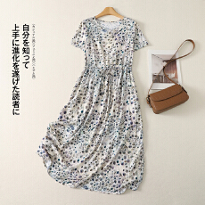 批发实拍 新款时尚棉绸<b class='q'>连衣裙</b>女修身显瘦<b class='q'>人造棉</b>旅游度假长款裙子