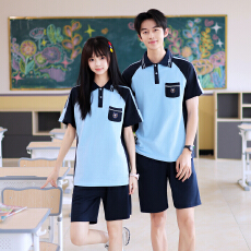 批发<b class='q'>实拍</b> 情侣装夏装短袖小学初中生运动会毕业套装 班服
