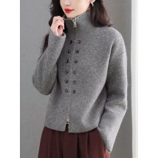 批发翻领羊毛衫女秋冬慵懒风韩版针织上衣<b class='q'>妈妈</b>装条纹毛衣打底衫