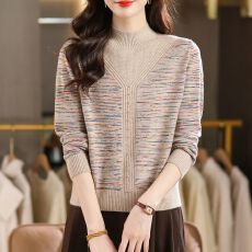 批发新款妈妈洋气半高领毛衣女秋冬装针织上衣<b class='q'>中老年</b>时百搭减龄打底衫