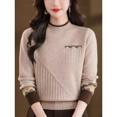 批发半高领羊毛衫女秋冬短款加厚针织毛衣洋气内搭保暖<b class='q'>打底衫</b>