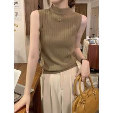 批发半高领无袖背心女装春秋季2026新款设计感打底衫纯色修身<b class='q'>毛衣</b>上衣