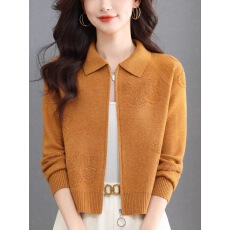 批发高端纯色羊毛衫女装春秋季新款翻领小短款毛衣时尚开衫针织<b class='q'>小外套</b>