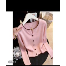 批发<b class='q'>韩版</b>淑女风粉色设计感针织开衫2026早春季新款洋气薄款长袖上衣女