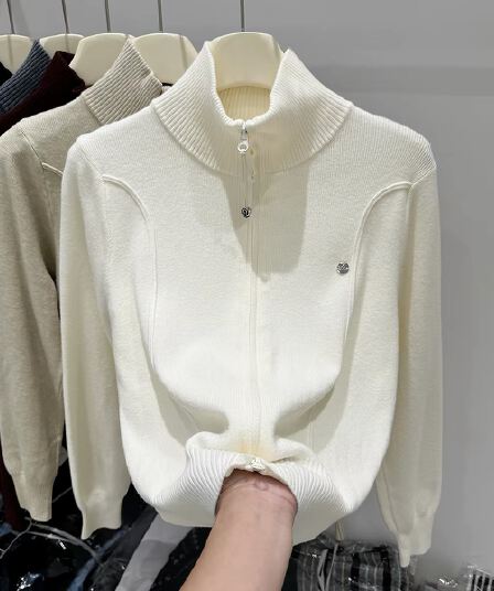 터틀넥 스웨터 여자 재킷 겨울 새로운 루즈핏 슬림해 보이는 긴팔 맨위 패션 더블 지퍼 오픈 가디건 니트 스웨터 트렌디