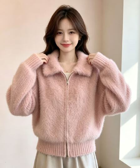 한국 스타일 여성 니트 스웨터 폴로 칼라 몸매 가꾸기 재킷 가을 새로운 여성 의류 긴팔 플리스 맨위