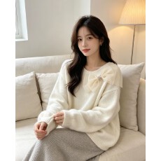 批发超好看立体蝴蝶结正肩毛衣女<b class='q'>秋</b>冬季新款大码胖mm洋气减龄上衣