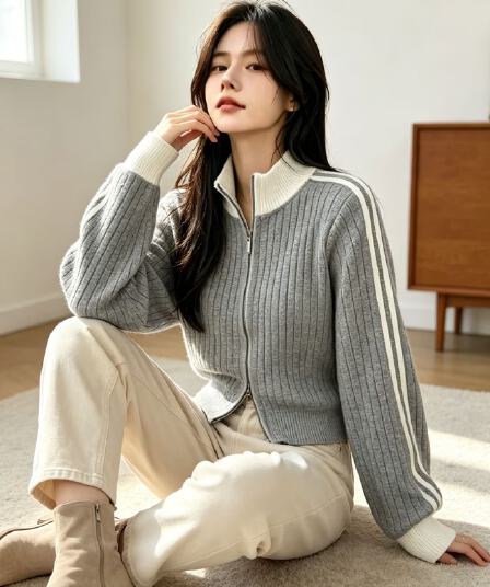 새로운 니트 오픈 가디건 여성 세련된 유럽 상품 고급 센스 작은 대중 디자인 오픈 가디건 맨위
