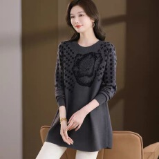 批发大码女装中长款<b class='q'>毛衣</b>宽松针织打底衫中年胖<b class='q'>妈妈</b>装秋冬内搭羊毛衫女