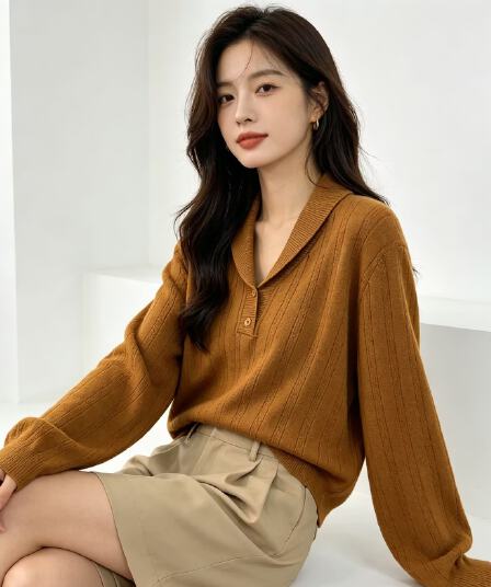 가을 새로운 폴로 칼라 긴팔 꽈배기 니트 스웨터 오래된 돈 바람 맨위 미니멀리즘 풀오버 셔츠