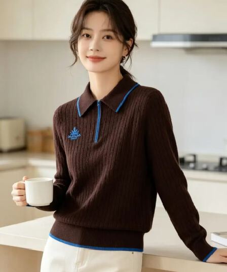 2026 새로운 한 부서 POLO 칼라 슬림해 보이는 다용도 니트 스웨터