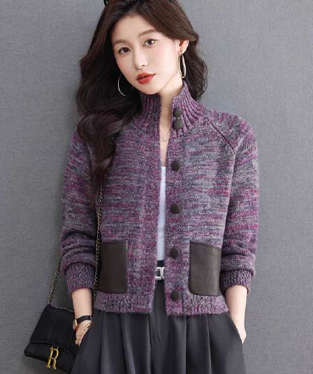 가을 겨울철 새로운 양모 라운드 넥 오픈 가디건 여성 짧은 패션 니트 스웨터 루즈핏 다용도 스웨터 코트