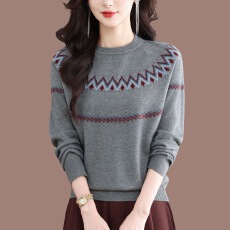 批发<b class='q'>胖</b><b class='q'>mm</b><b class='q'>提花</b>羊毛衫女2026新款圆领针织衫秋冬外穿宽松显瘦打底衫毛衣