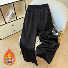 批发实拍新中式秋冬醋酸阔腿裤女缎面女裤加绒冬季国风新款裤子