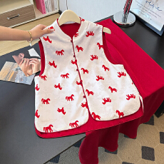 批发新中式国风马上有钱日常宋锦马甲女装2026春新红色高端上衣