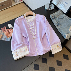 批发实拍新中式女春秋国风<b class='q'>唐装</b>缎面高端刺绣改良<b class='q'>汉服</b>长袖薄外套