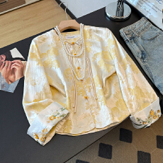 批发浮光花语 轻奢缎面浮雕提花新中式外套女春国风刺绣短款上衣