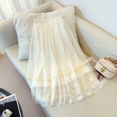 批发实拍2025夏新款国风复古文艺女装百搭手绘渐变大摆<b class='q'>雪纺</b>半裙