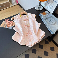 批发新中式东方古韵春<b class='q'>秋</b>款人丝提花绣花外套高级感日常穿搭马甲