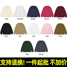 批发T490# 280克 32支双纱索罗<b class='q'>纳</b>领纯棉 圆领螺纹束口长袖T恤光板