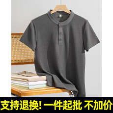 批发支持退货2198#210克棉感双股珠地 10A抗菌 和尚领POL0衫短袖T恤
