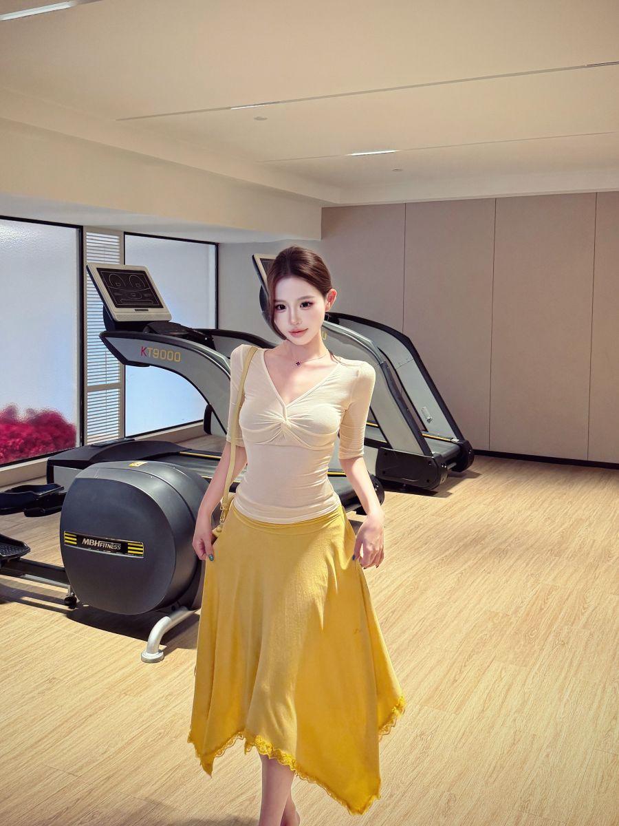 실사 한 여성 허리 수축 여름 캐주얼 다용도 몸매 가꾸기 섹시함 맨위 불규칙 하이웨이스트 작은 대중 다용도 롱 스커트