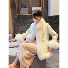 批发3860#  新中式古风<b class='q'>女装</b>高级感拼接提花加厚国风棉服外套冬
