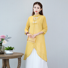 批发改良汉服中国风清冷禅意茶服新中式女装旗袍小个子刺绣古风<b class='q'>连衣裙</b>