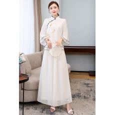 批发新中式女装国风款连衣裙夏季汉元素古风汉服改良旗袍裙子两件套装