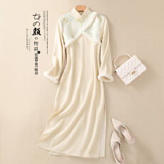 批发<b class='q'>改良</b><b class='q'>旗袍</b>2022年新款秋冬加厚长袖新中式连衣裙少女日常