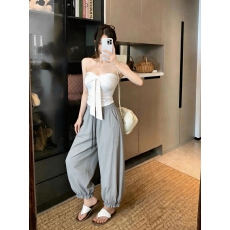 批发2026新款多巴胺穿搭束脚裤女夏宽松遮肉显瘦冰丝裤女<b class='q'>九分</b>阔腿裤