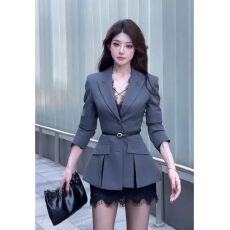 批发千金感气质性感收腰<b class='q'>西装</b>外套<b class='q'>蕾丝</b>半裙女装2025秋冬新款网红两件套