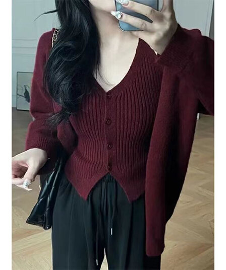 스웨터 투피스 세트 마이크로 지방 mm 품격 다용도 슬림해 보이는 허리 수축 인터넷 유명인 트렌디 섹션 새로운 가을