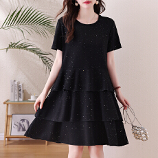 批发大码亮闪闪蛋糕裙女2026夏新款胖妹妹时尚遮肚显瘦连衣裙
