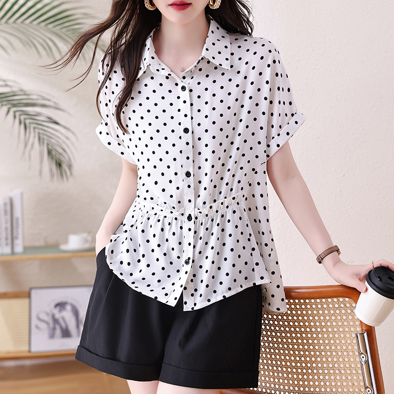 RY2940# 妈妈装衬衫女2026夏新款时尚雪纺开衫中年大码显瘦短袖百搭上衣女