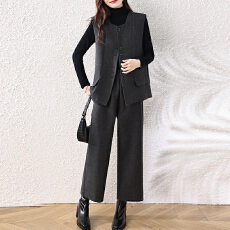 批发<b class='q'>大码</b>女<b class='q'>装</b>2026秋冬新款高级感轻奢毛呢马甲外套阔腿<b class='q'>裤</b><b class='q'>两件套</b>