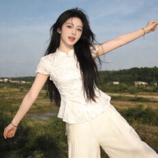 2026新款夏季新中式亮片重工刺绣套装女