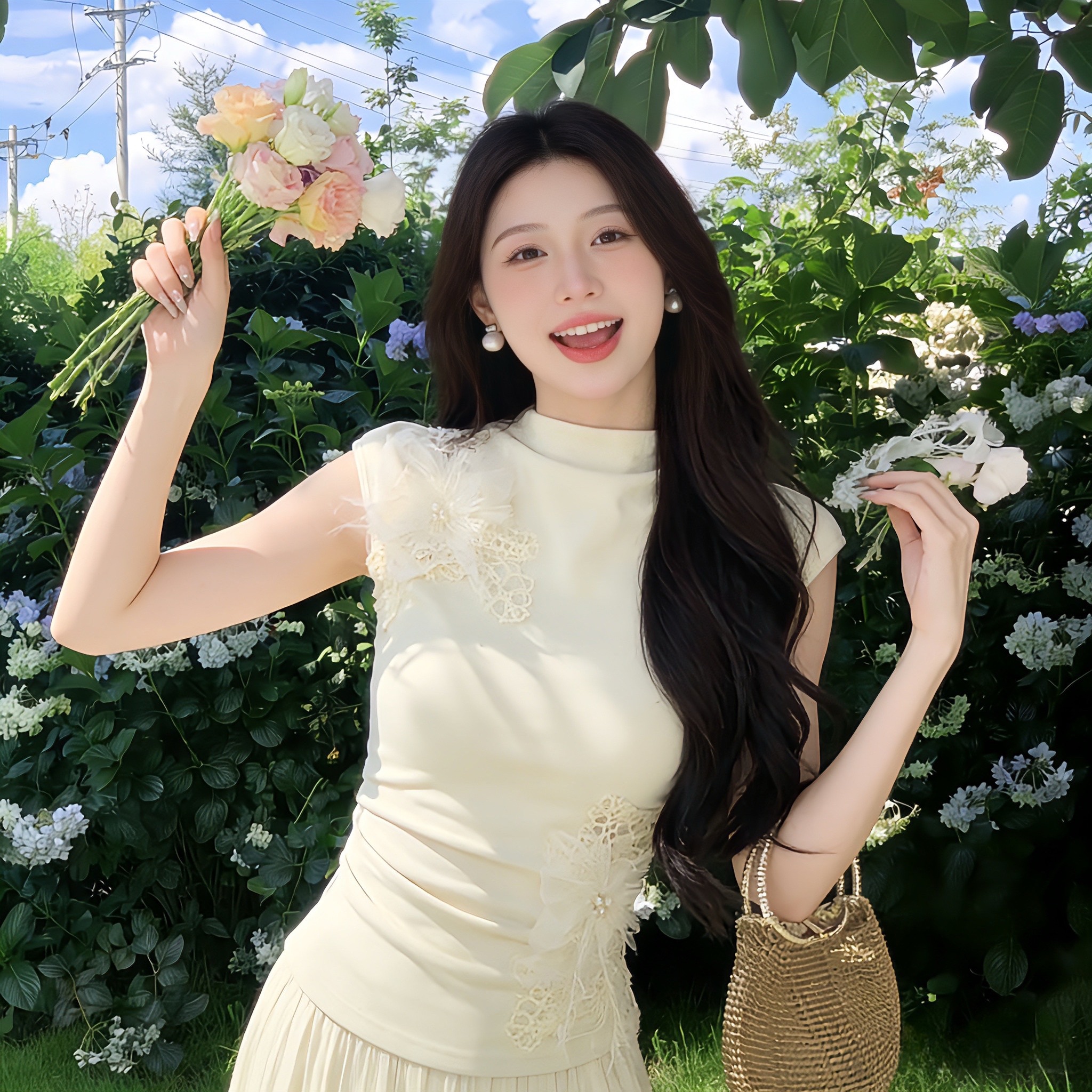 실사 정가 2026 년 새로운 여성 의류 여름 패션 몸매 가꾸기 맨위 티셔츠 다용도 반신 스커트 투피스 슈트